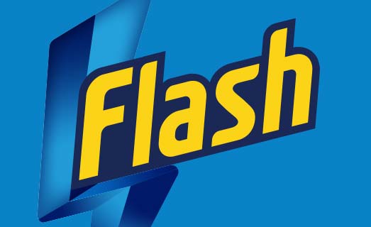 Flash logo on a blue background